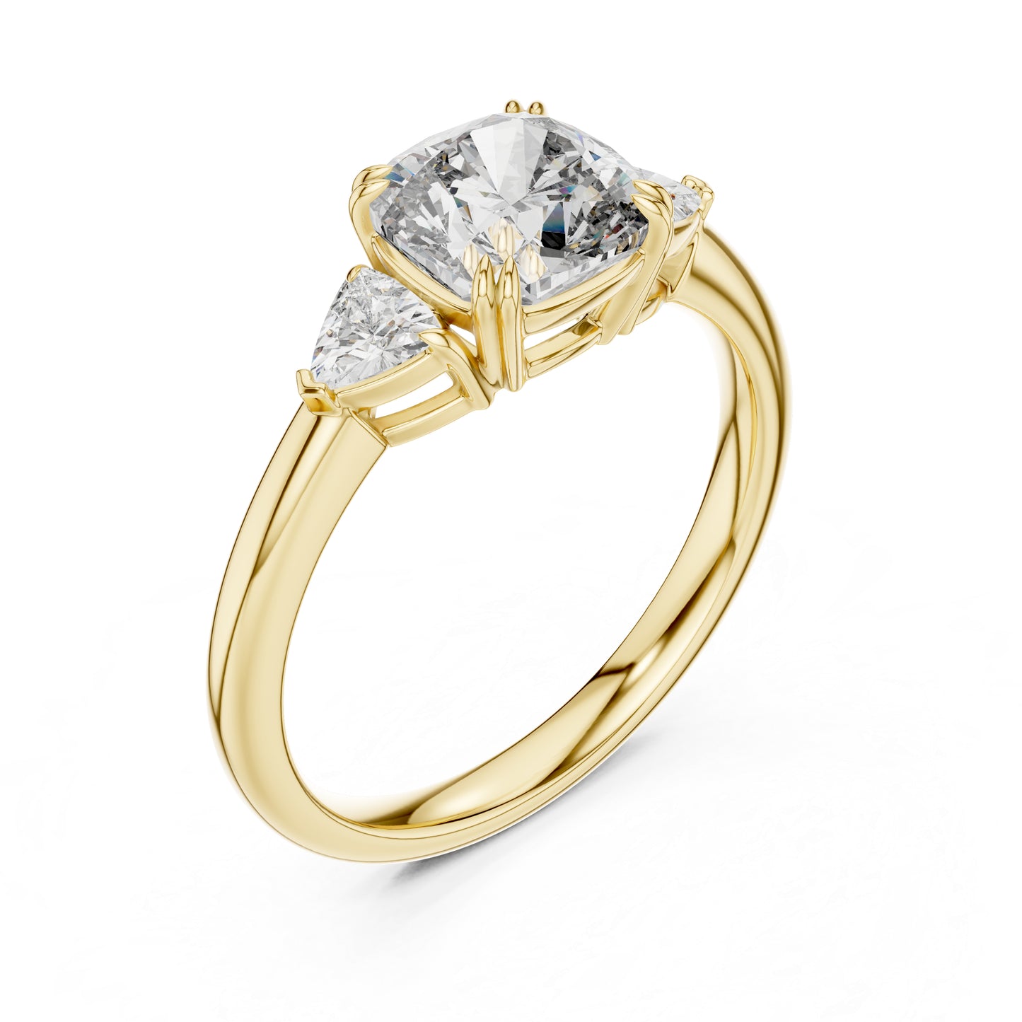 Trillion & Cushion Lab-Grown Diamond Ring in 18K Yellow Gold for Women – Pure Carat