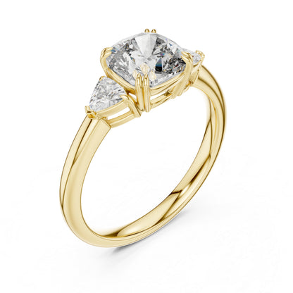 Trillion & Cushion Lab-Grown Diamond Ring in 18K Yellow Gold for Women – Pure Carat