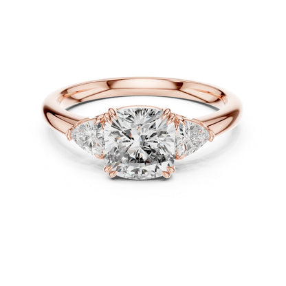 Trillion & Cushion Lab-Grown Diamond Ring in 18K Yellow Gold for Women – Pure Carat