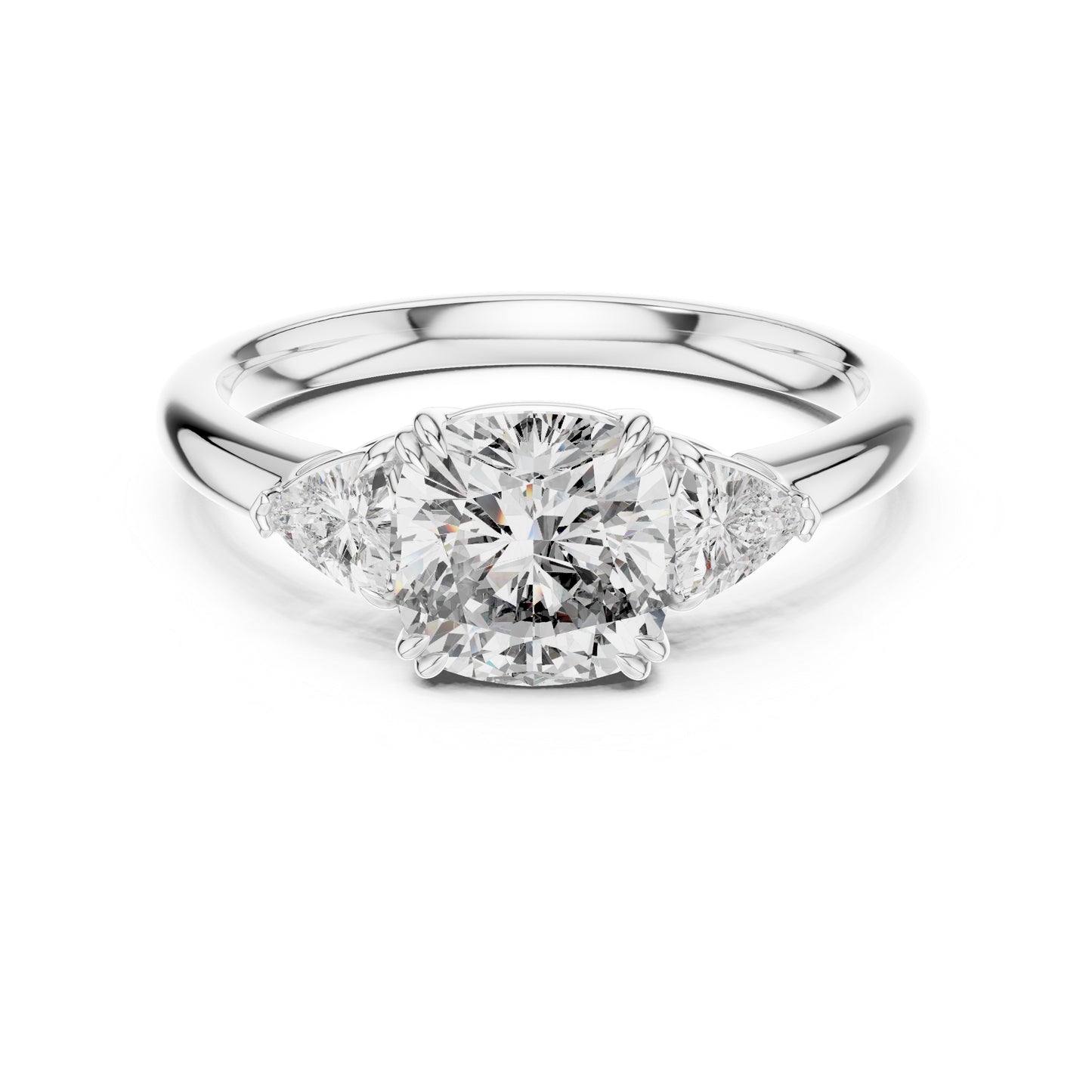 Trillion & Cushion Lab-Grown Diamond Ring in 18K Yellow Gold for Women – Pure Carat