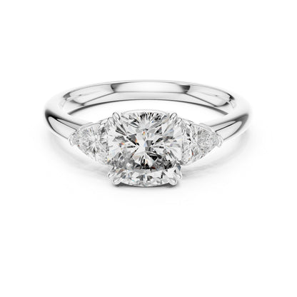 Trillion & Cushion Lab-Grown Diamond Ring in 18K Yellow Gold for Women – Pure Carat