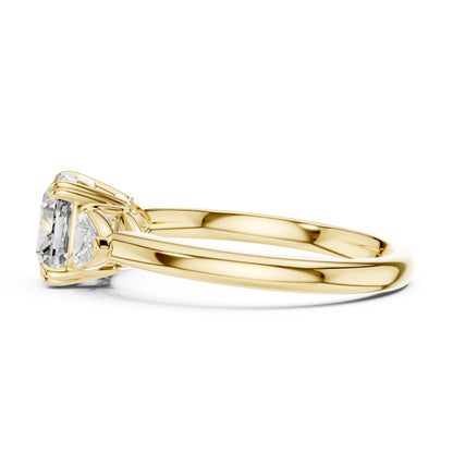 Trillion & Cushion Lab-Grown Diamond Ring in 18K Yellow Gold for Women – Pure Carat