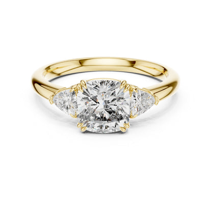 Trillion & Cushion Lab-Grown Diamond Ring in 18K Yellow Gold for Women – Pure Carat