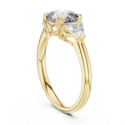 14K Yellow Gold Cushion & Trillion Lab-Grown Diamond Engagement Ring for Women - Pure Carat