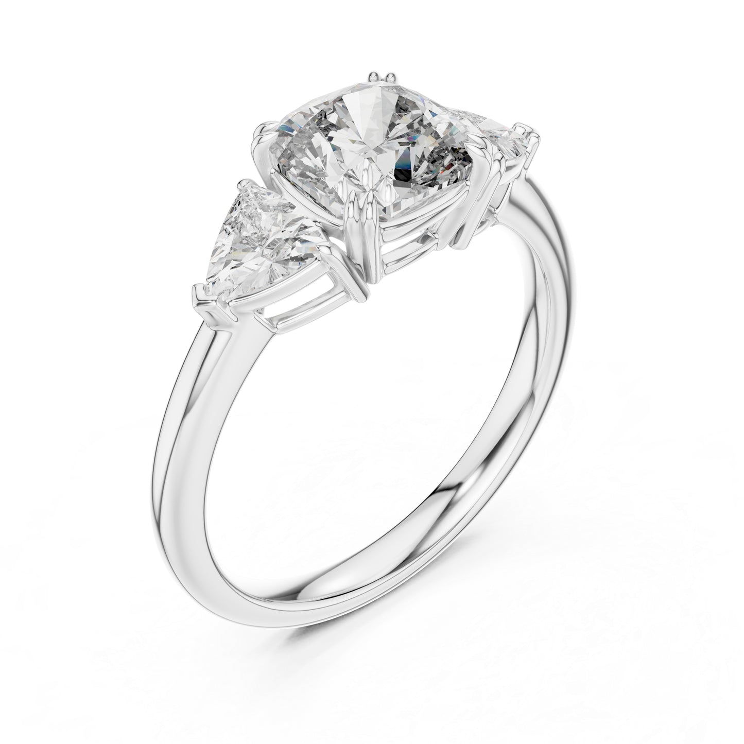 14K Yellow Gold Cushion & Trillion Lab-Grown Diamond Engagement Ring for Women - Pure Carat