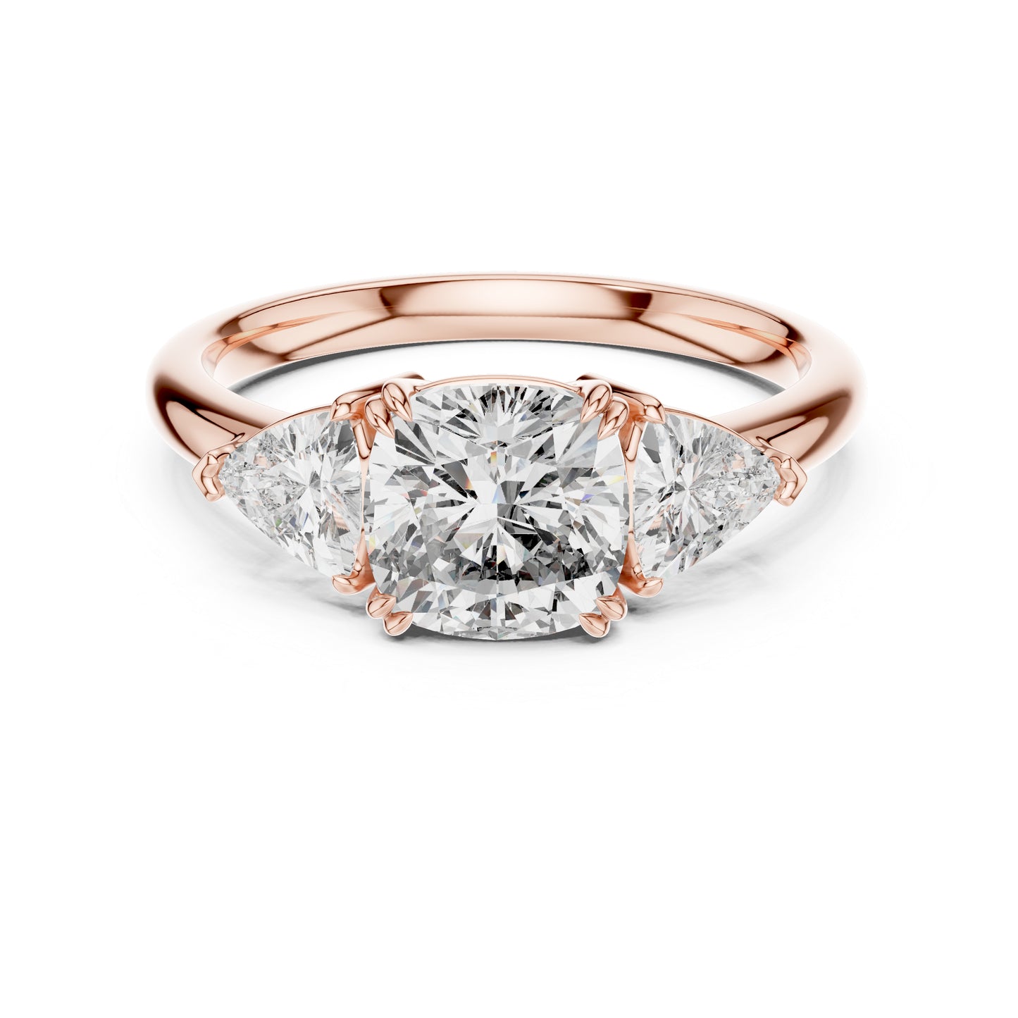 14K Yellow Gold Cushion & Trillion Lab-Grown Diamond Engagement Ring for Women - Pure Carat