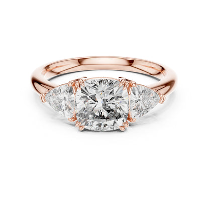14K Yellow Gold Cushion & Trillion Lab-Grown Diamond Engagement Ring for Women - Pure Carat