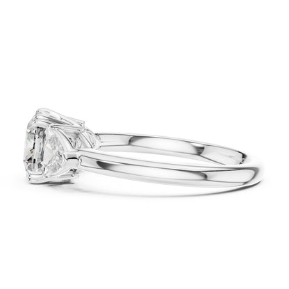 14K Yellow Gold Cushion & Trillion Lab-Grown Diamond Engagement Ring for Women - Pure Carat