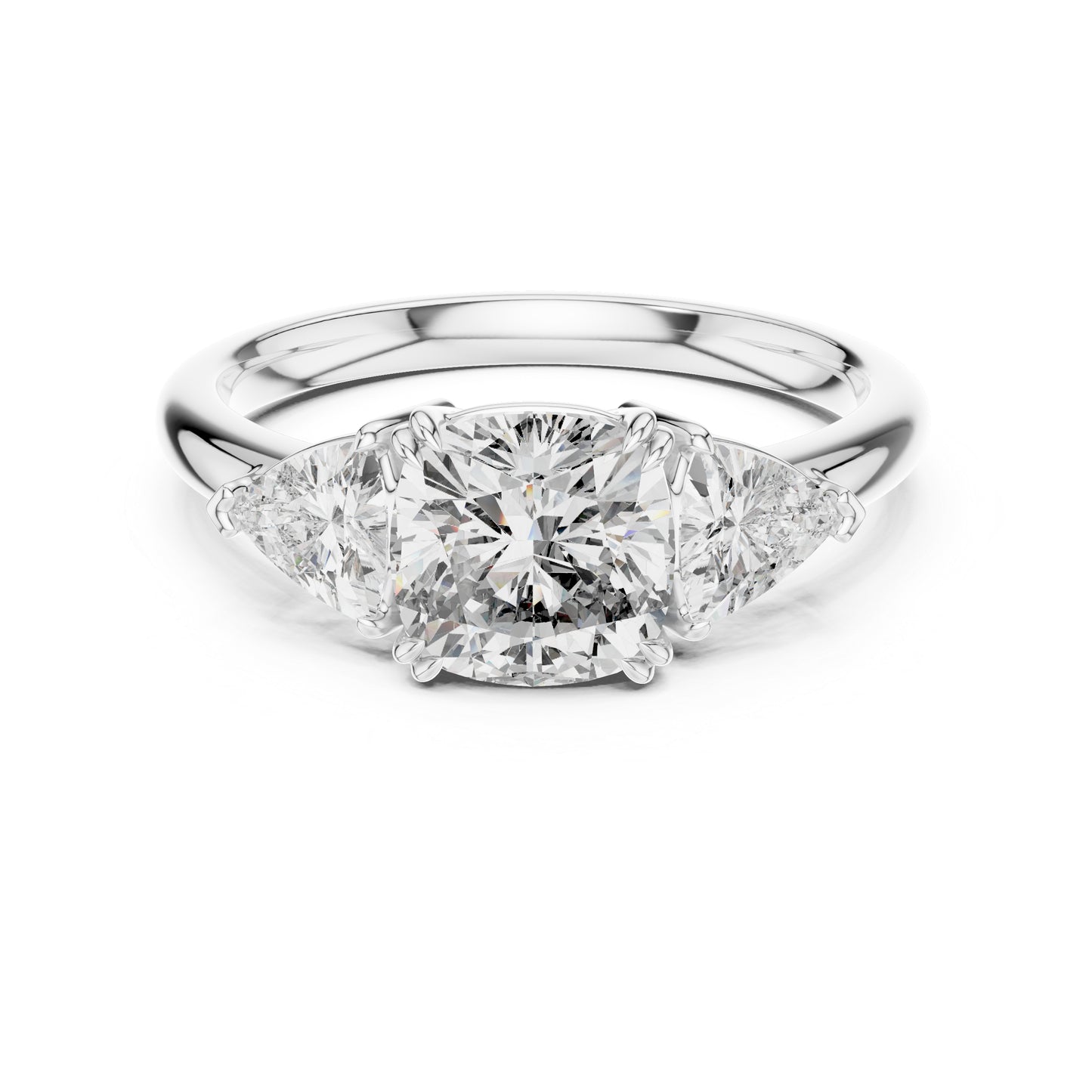 14K Yellow Gold Cushion & Trillion Lab-Grown Diamond Engagement Ring for Women - Pure Carat