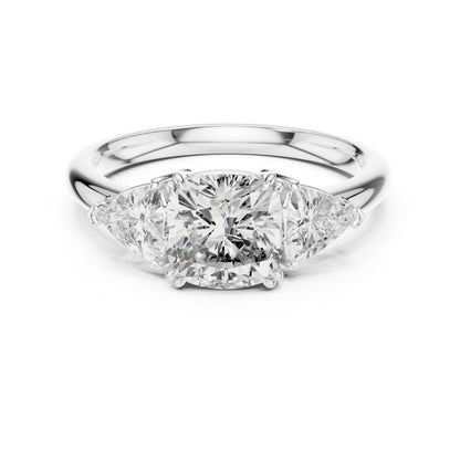 14K Yellow Gold Cushion & Trillion Lab-Grown Diamond Engagement Ring for Women - Pure Carat