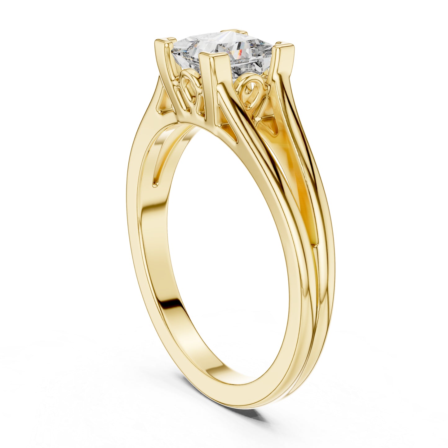 Princess Cut Lab-Grown Diamond Stud Ring in 18K Rose Gold for Women - Pure Carat