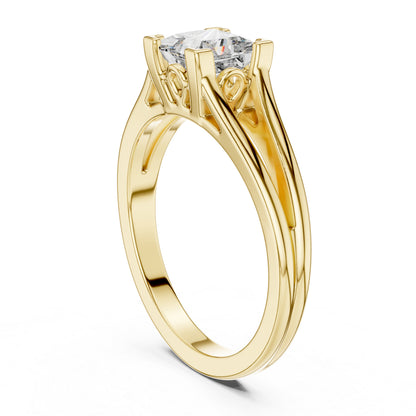 Princess Cut Lab-Grown Diamond Stud Ring in 18K Rose Gold for Women - Pure Carat