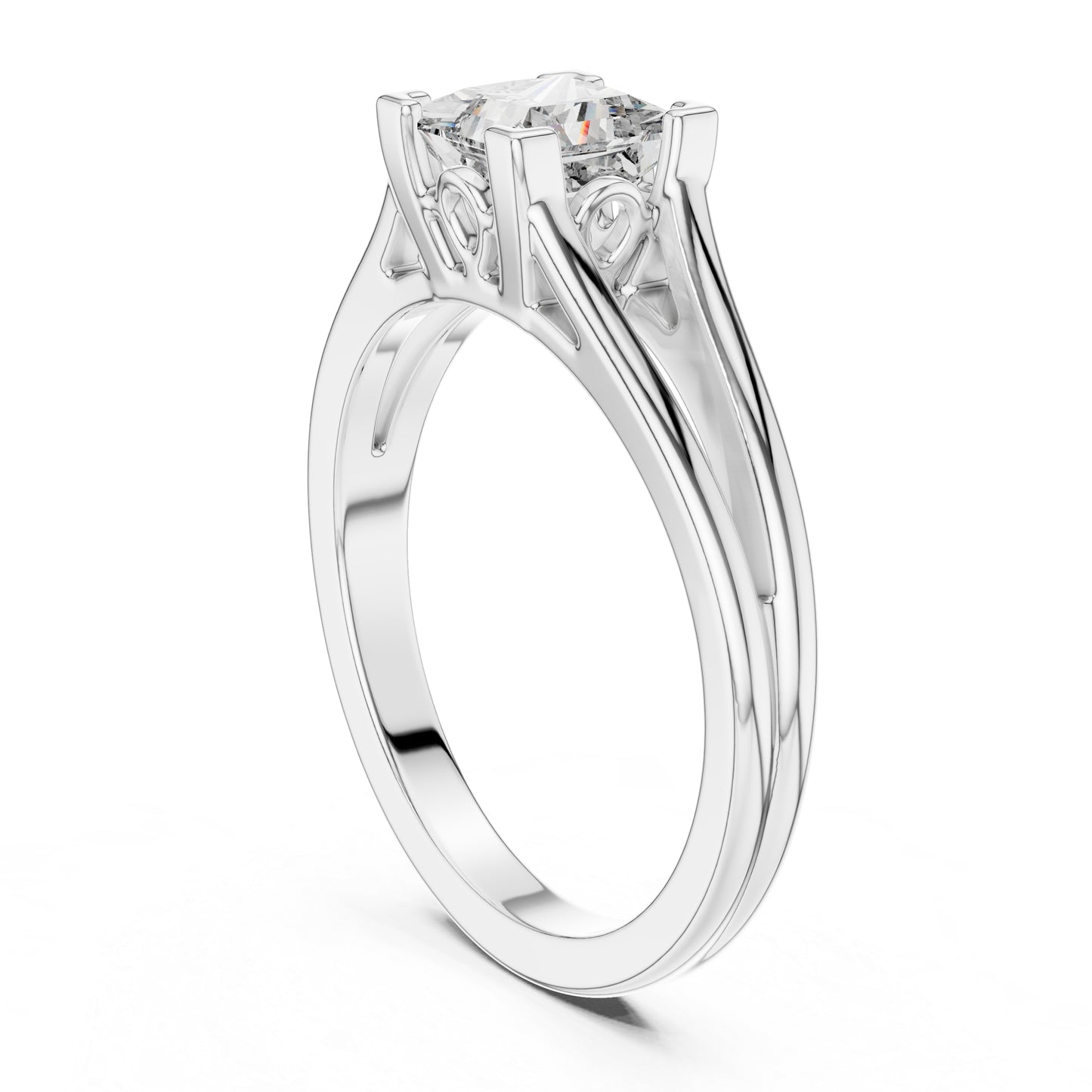 Princess Cut Lab-Grown Diamond Stud Ring in 18K Rose Gold for Women - Pure Carat