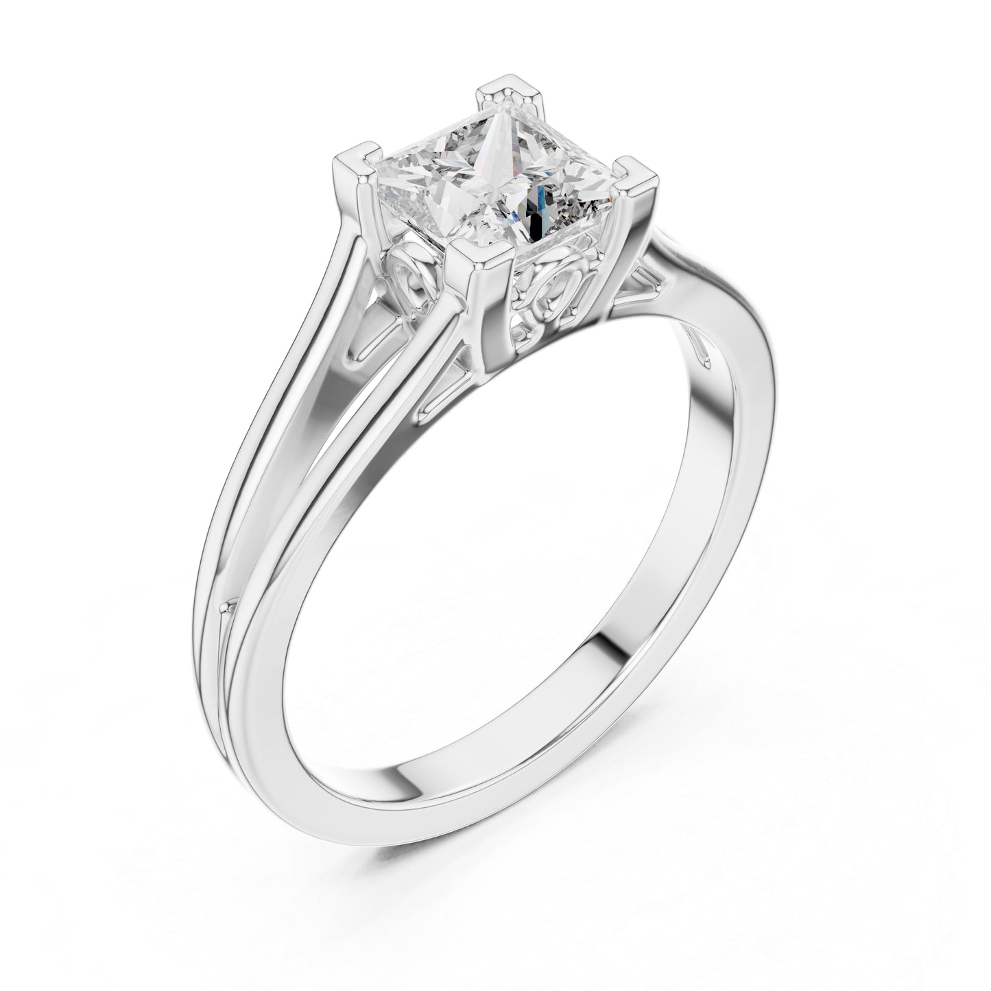 Princess Cut Lab-Grown Diamond Stud Ring in 18K Rose Gold for Women - Pure Carat