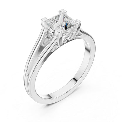 Princess Cut Lab-Grown Diamond Stud Ring in 18K Rose Gold for Women - Pure Carat
