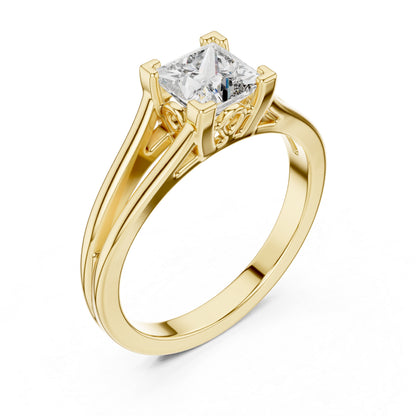 Princess Cut Lab-Grown Diamond Stud Ring in 18K Rose Gold for Women - Pure Carat