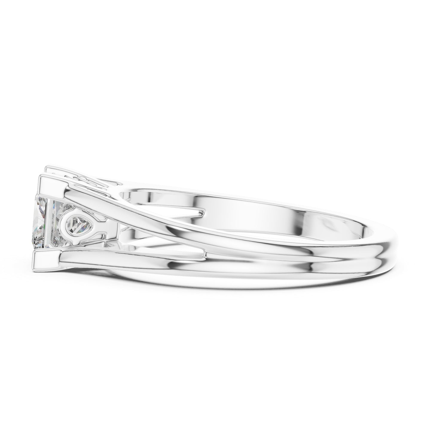 Princess Cut Lab-Grown Diamond Stud Ring in 18K Rose Gold for Women - Pure Carat