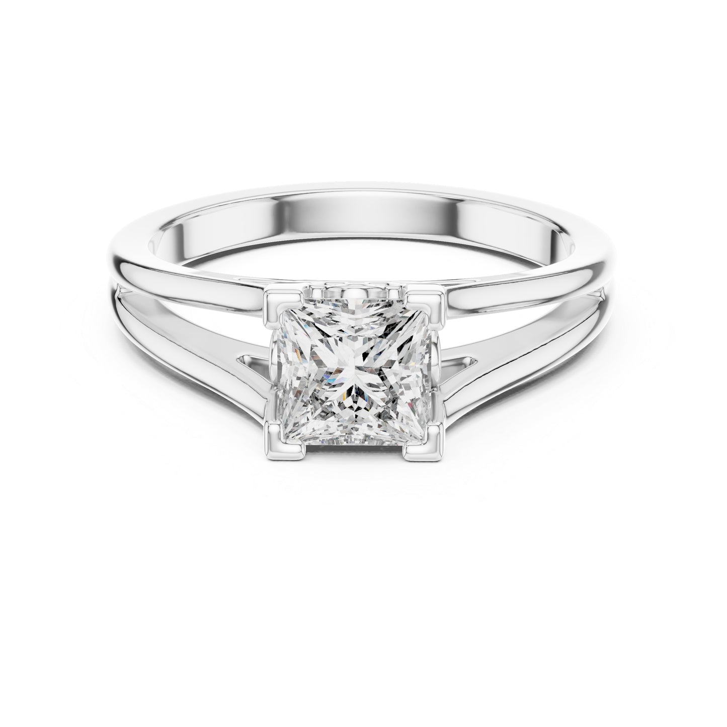 Princess Cut Lab-Grown Diamond Stud Ring in 18K Rose Gold for Women - Pure Carat