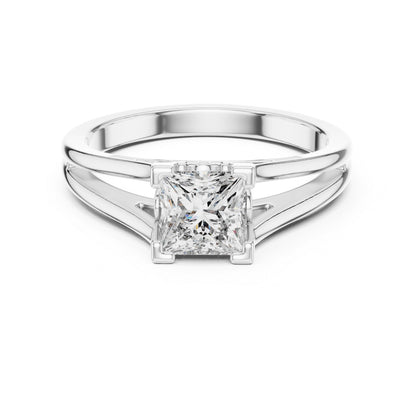 Princess Cut Lab-Grown Diamond Stud Ring in 18K Rose Gold for Women - Pure Carat