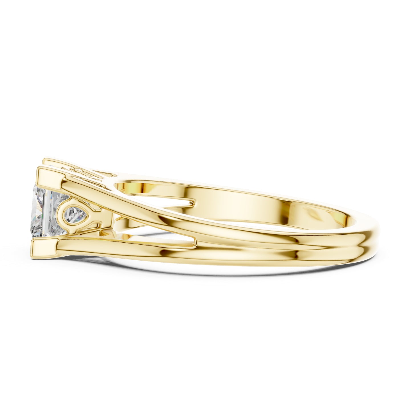 Princess Cut Lab-Grown Diamond Stud Ring in 18K Rose Gold for Women - Pure Carat