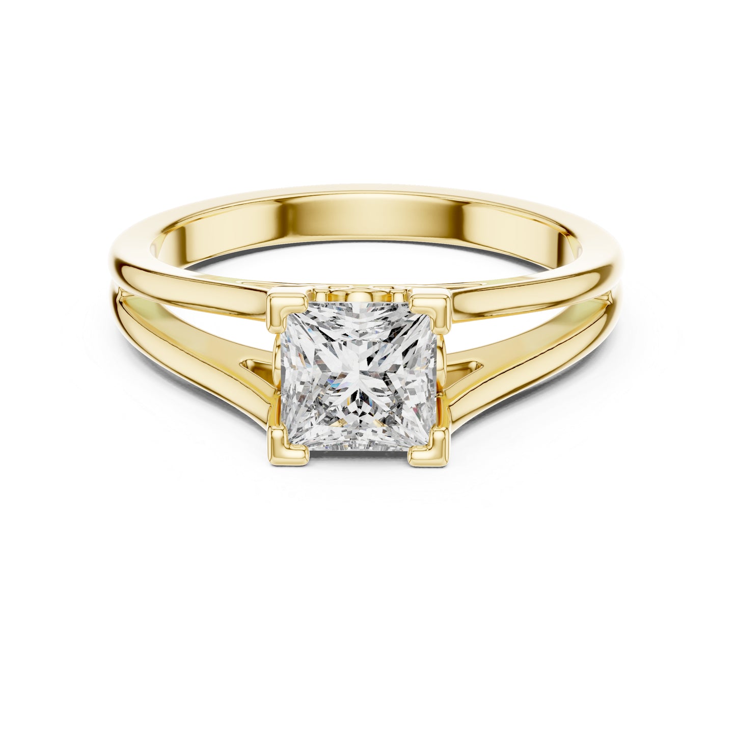 Princess Cut Lab-Grown Diamond Stud Ring in 18K Rose Gold for Women - Pure Carat
