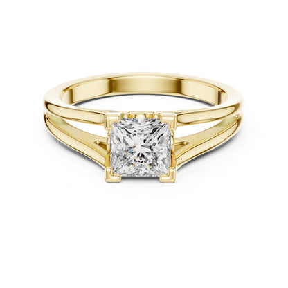 Princess Cut Lab-Grown Diamond Stud Ring in 18K Rose Gold for Women - Pure Carat