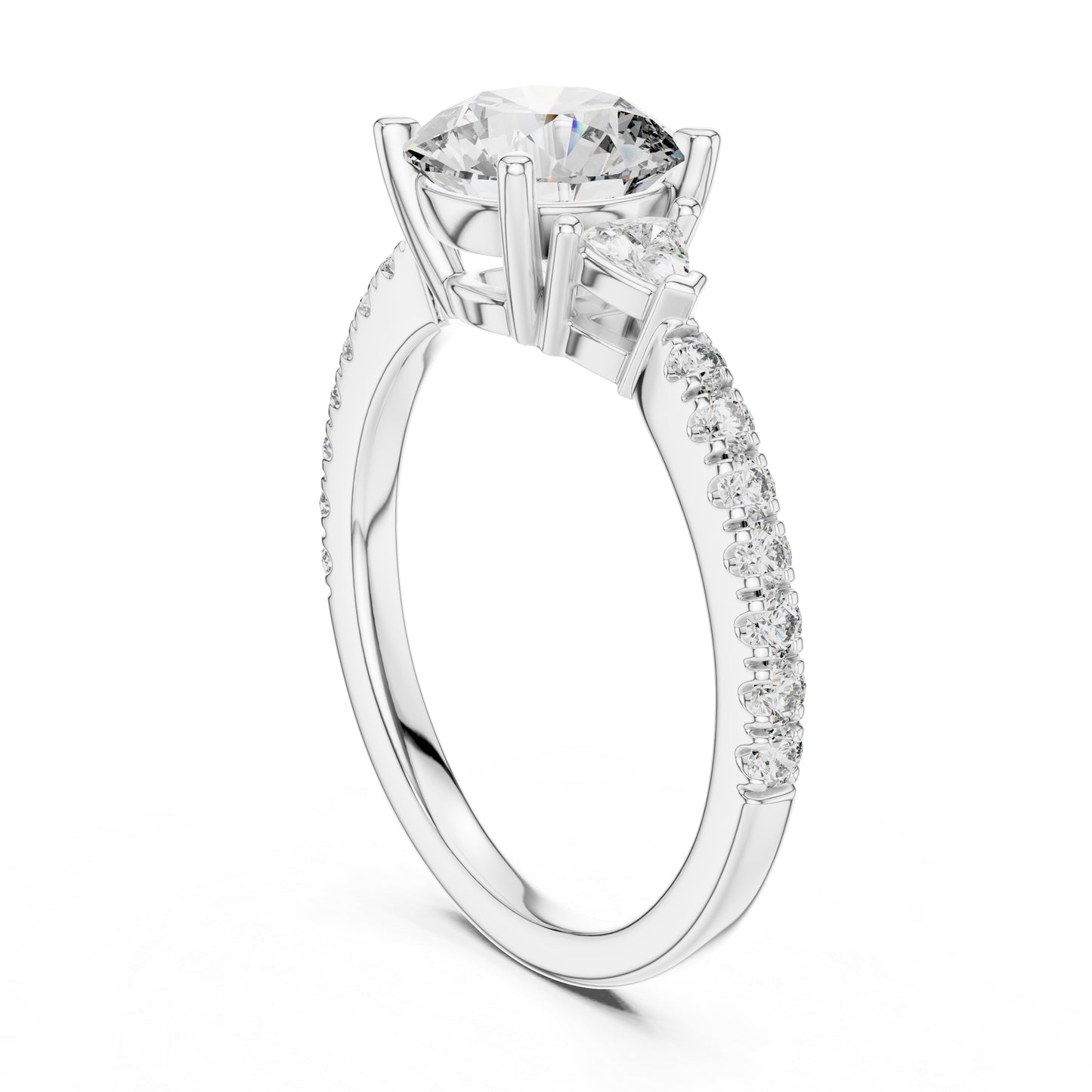 Pure Carat 14K Yellow Gold Ring with Trillion & Round Lab-Grown Diamonds - Office Wear