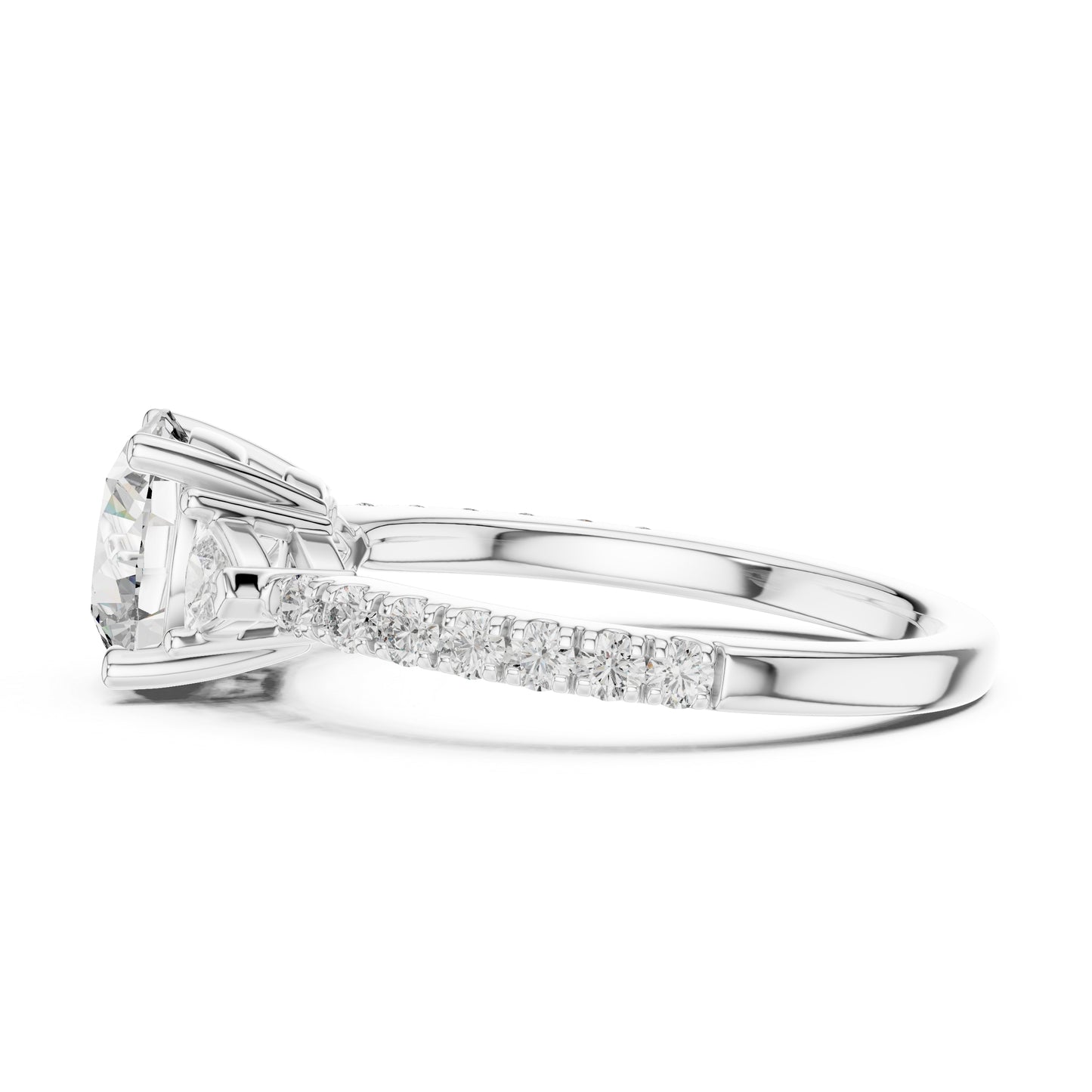 Pure Carat 14K Yellow Gold Ring with Trillion & Round Lab-Grown Diamonds - Office Wear