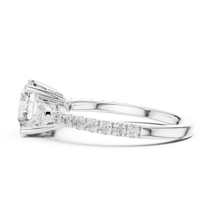 Pure Carat 14K Yellow Gold Ring with Trillion & Round Lab-Grown Diamonds - Office Wear