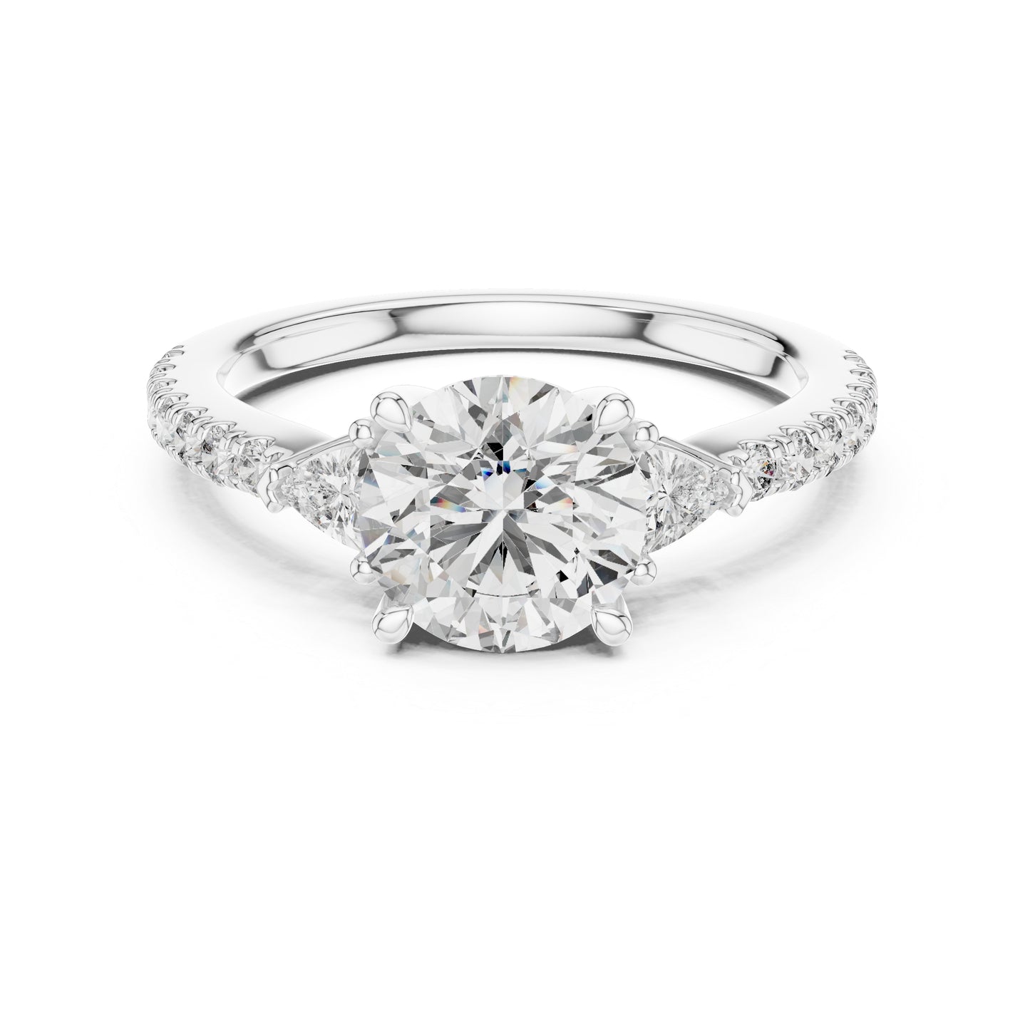 Pure Carat 14K Yellow Gold Ring with Trillion & Round Lab-Grown Diamonds - Office Wear