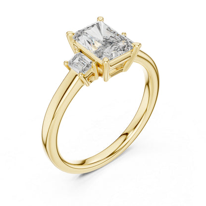 18K Yellow Gold Radiant & Emerald Lab-Grown Diamond Ring for Women - Pure Carat