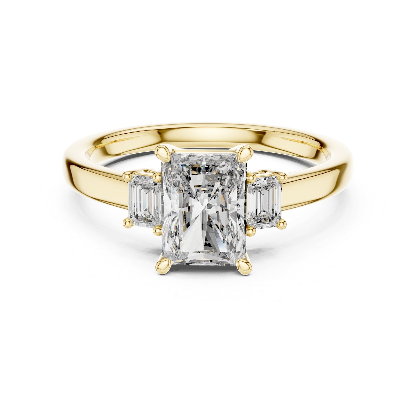 18K Yellow Gold Radiant & Emerald Lab-Grown Diamond Ring for Women - Pure Carat