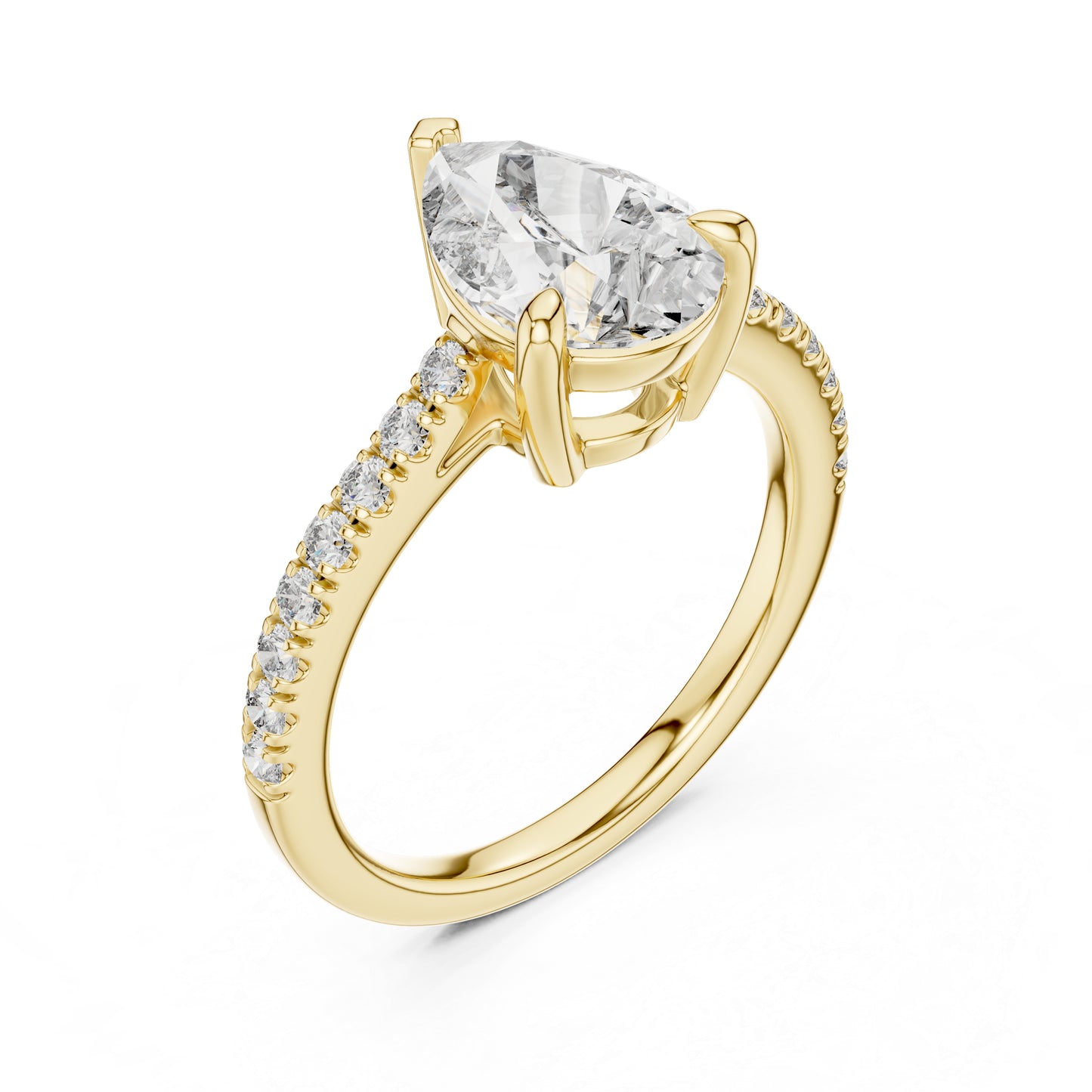 Women's Party Wear Diamond Ring - Pear & Round Cut Diamonds in 18K White Gold - Pure Carat