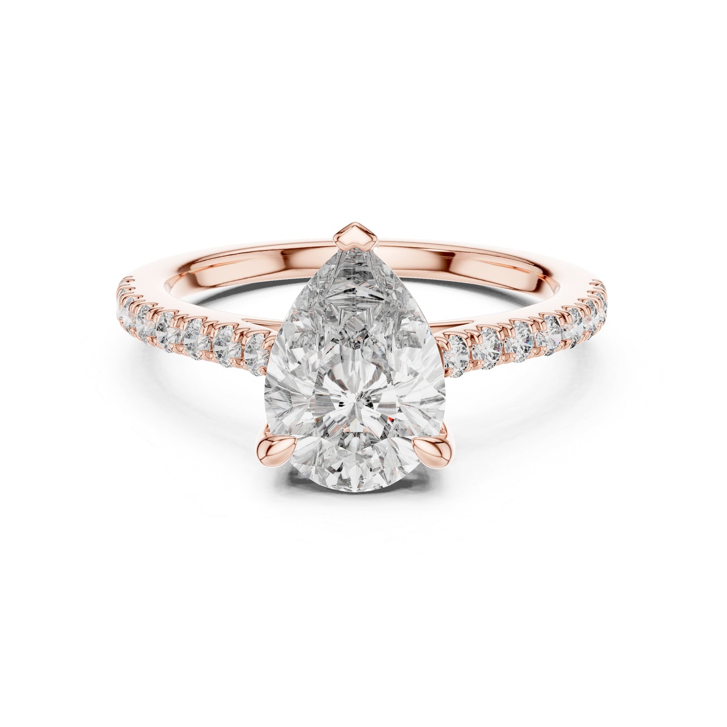 Women's Party Wear Diamond Ring - Pear & Round Cut Diamonds in 18K White Gold - Pure Carat