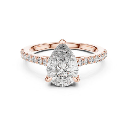 Women's Party Wear Diamond Ring - Pear & Round Cut Diamonds in 18K White Gold - Pure Carat