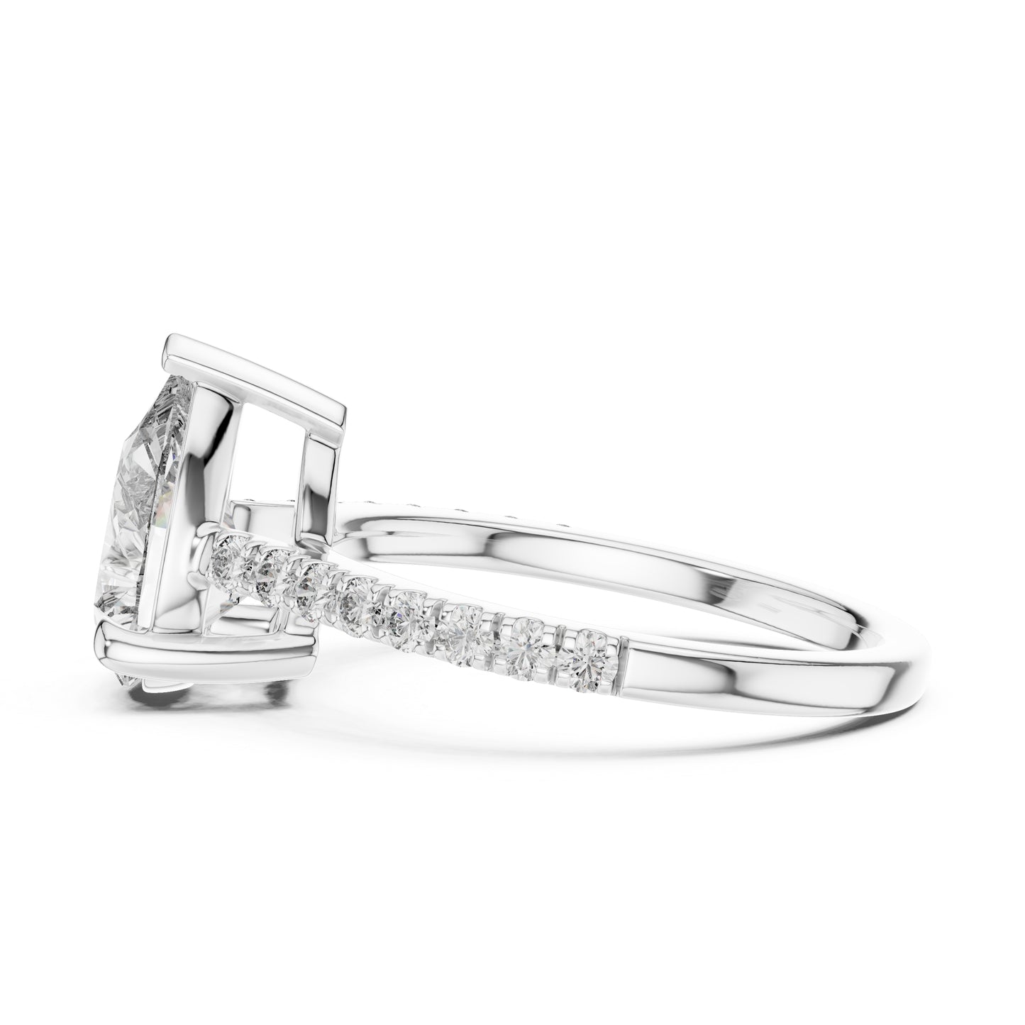 Women's Party Wear Diamond Ring - Pear & Round Cut Diamonds in 18K White Gold - Pure Carat