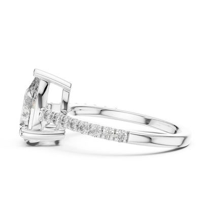 Women's Party Wear Diamond Ring - Pear & Round Cut Diamonds in 18K White Gold - Pure Carat