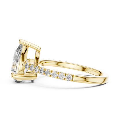 Women's Party Wear Diamond Ring - Pear & Round Cut Diamonds in 18K White Gold - Pure Carat