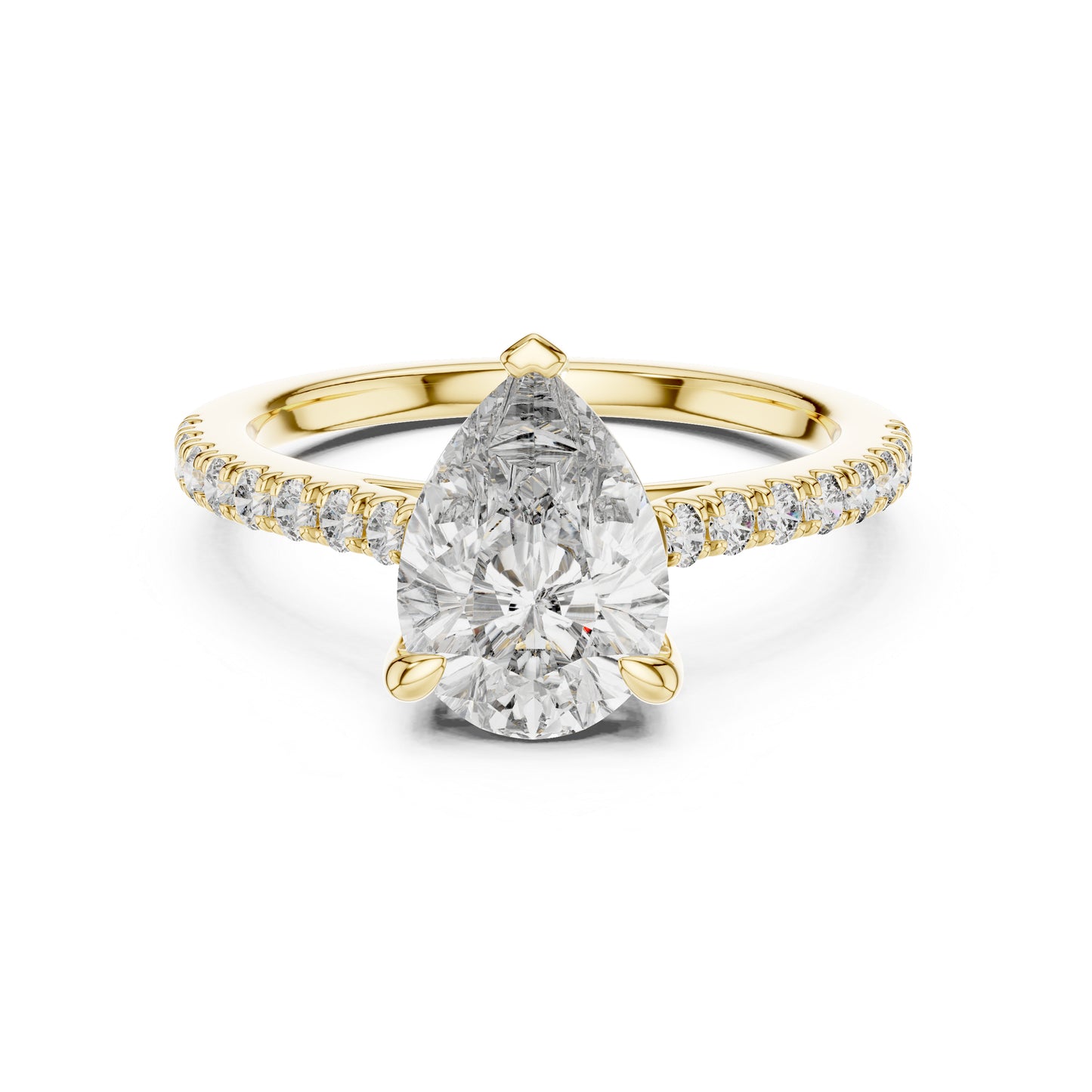 Women's Party Wear Diamond Ring - Pear & Round Cut Diamonds in 18K White Gold - Pure Carat