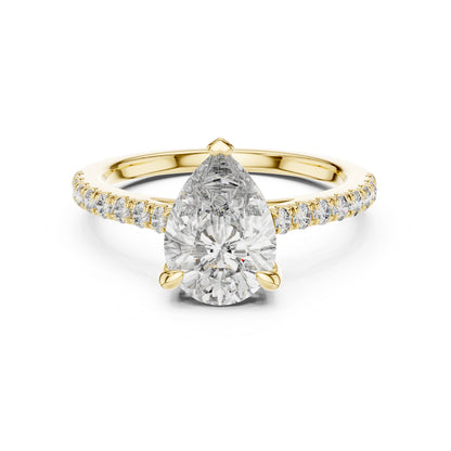Women's Party Wear Diamond Ring - Pear & Round Cut Diamonds in 18K White Gold - Pure Carat