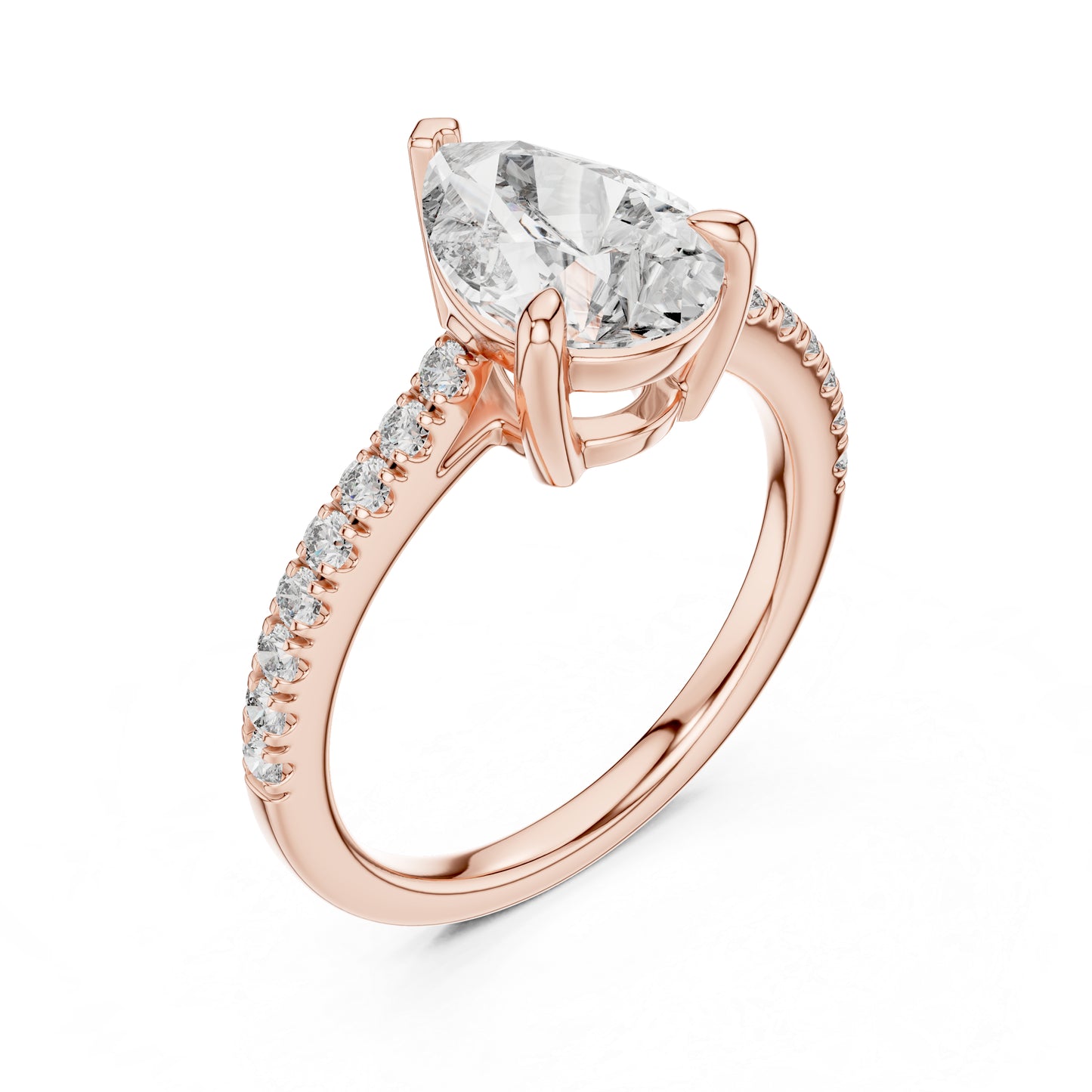 Women's Party Wear Diamond Ring - Pear & Round Cut Diamonds in 18K White Gold - Pure Carat