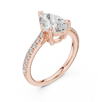 Women's Party Wear Diamond Ring - Pear & Round Cut Diamonds in 18K White Gold - Pure Carat