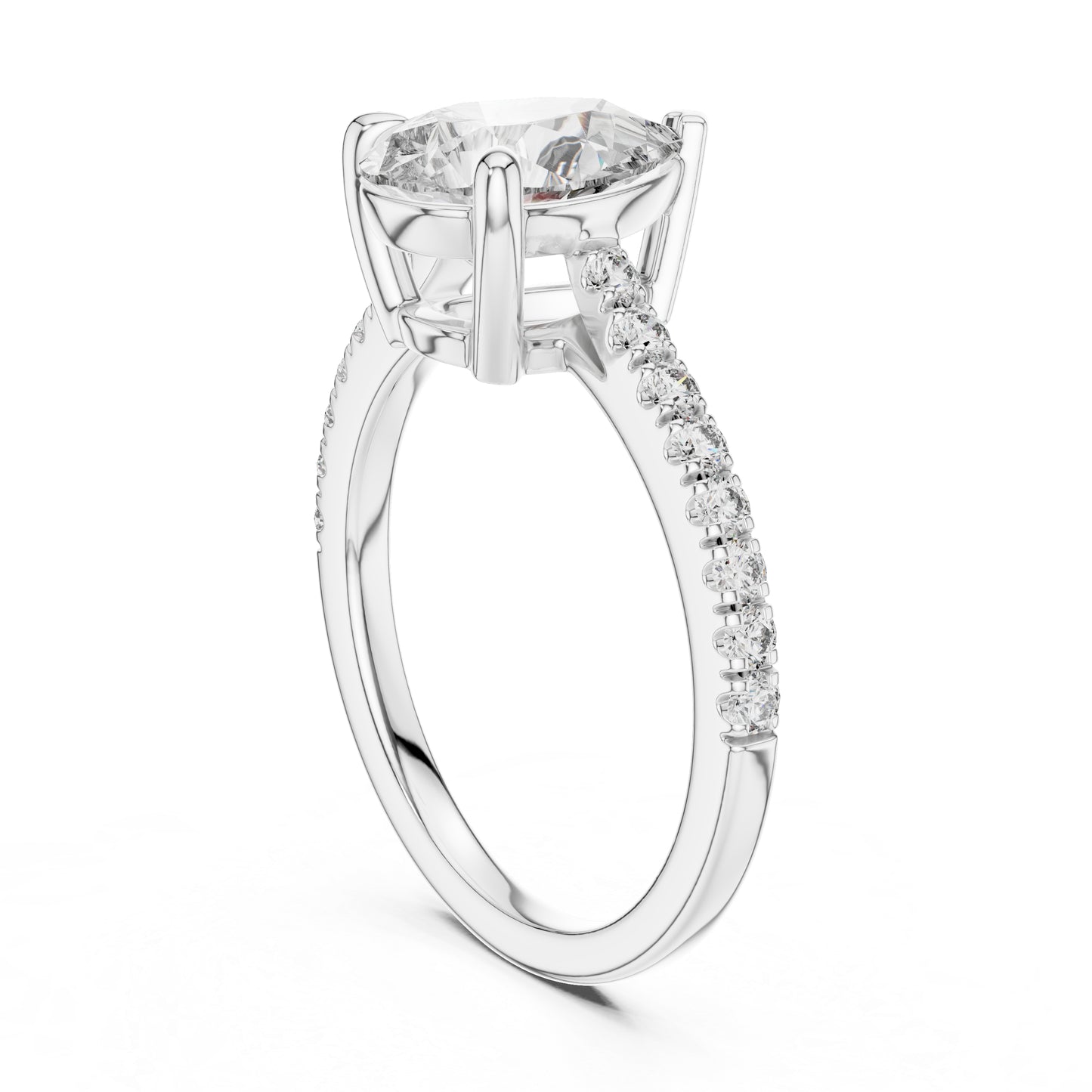 Women's Party Wear Diamond Ring - Pear & Round Cut Diamonds in 18K White Gold - Pure Carat