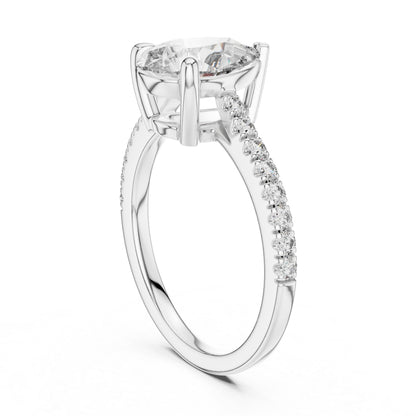 Women's Party Wear Diamond Ring - Pear & Round Cut Diamonds in 18K White Gold - Pure Carat