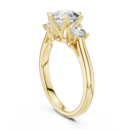 Pure Carat 14K Rose Gold Engagement Ring with Round Lab-Grown Diamond for Women