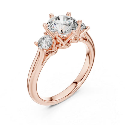 Pure Carat 14K Rose Gold Engagement Ring with Round Lab-Grown Diamond for Women