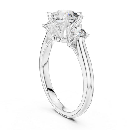 Pure Carat 14K Rose Gold Engagement Ring with Round Lab-Grown Diamond for Women
