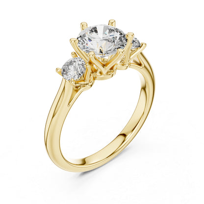 Pure Carat 14K Rose Gold Engagement Ring with Round Lab-Grown Diamond for Women