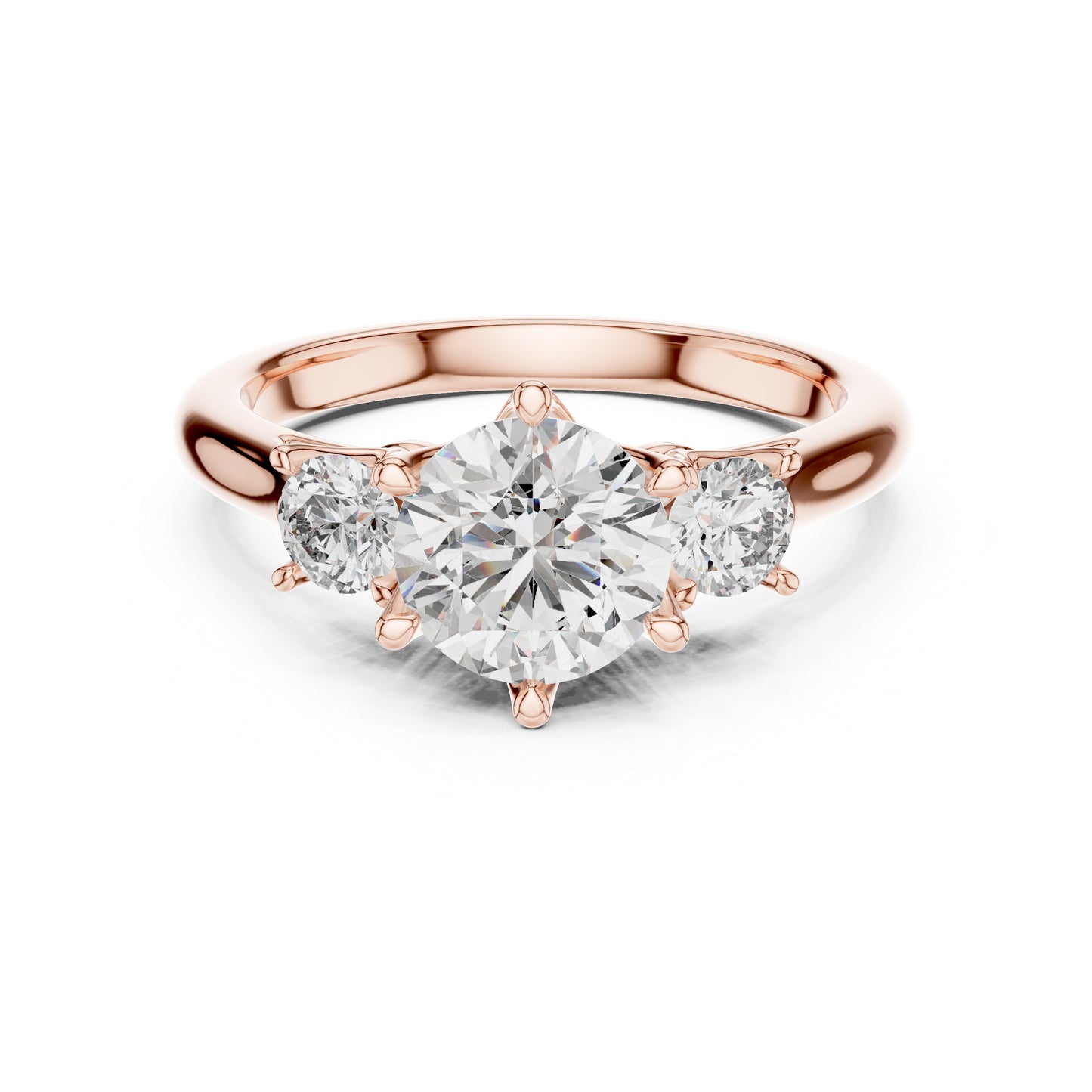 Pure Carat 14K Rose Gold Engagement Ring with Round Lab-Grown Diamond for Women