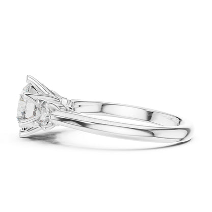 Pure Carat 14K Rose Gold Engagement Ring with Round Lab-Grown Diamond for Women
